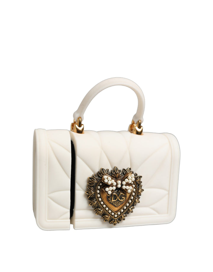 Dolce &amp; Gabbana Case White Silicone Devotion Heart Cover Hand Bag Airpod