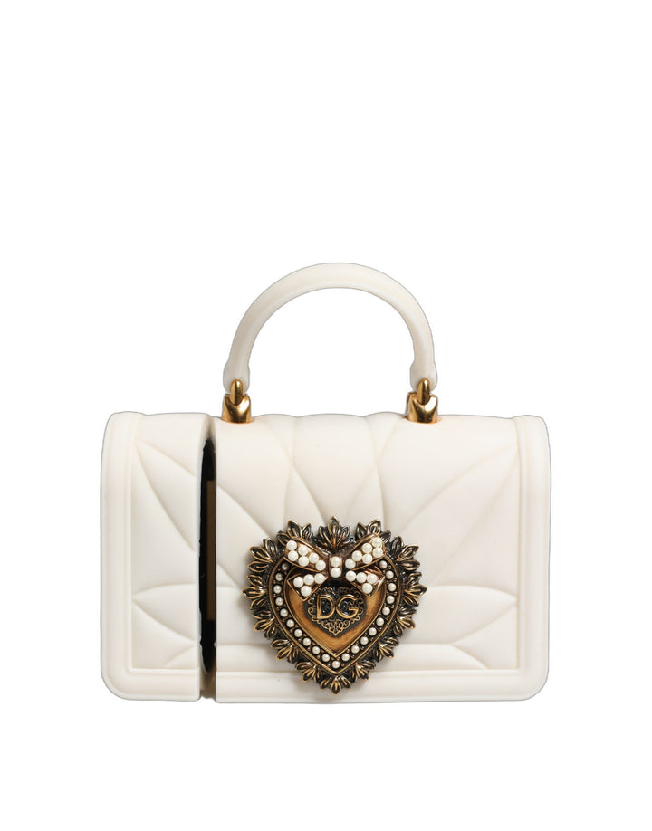 Dolce &amp; Gabbana Case White Silicone Devotion Heart Cover Hand Bag Airpod