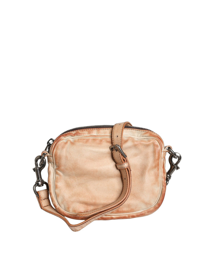 Dolce &amp; Gabbana Beige Vintage Leather Logo Plaque Shoulder Borse Men Bag