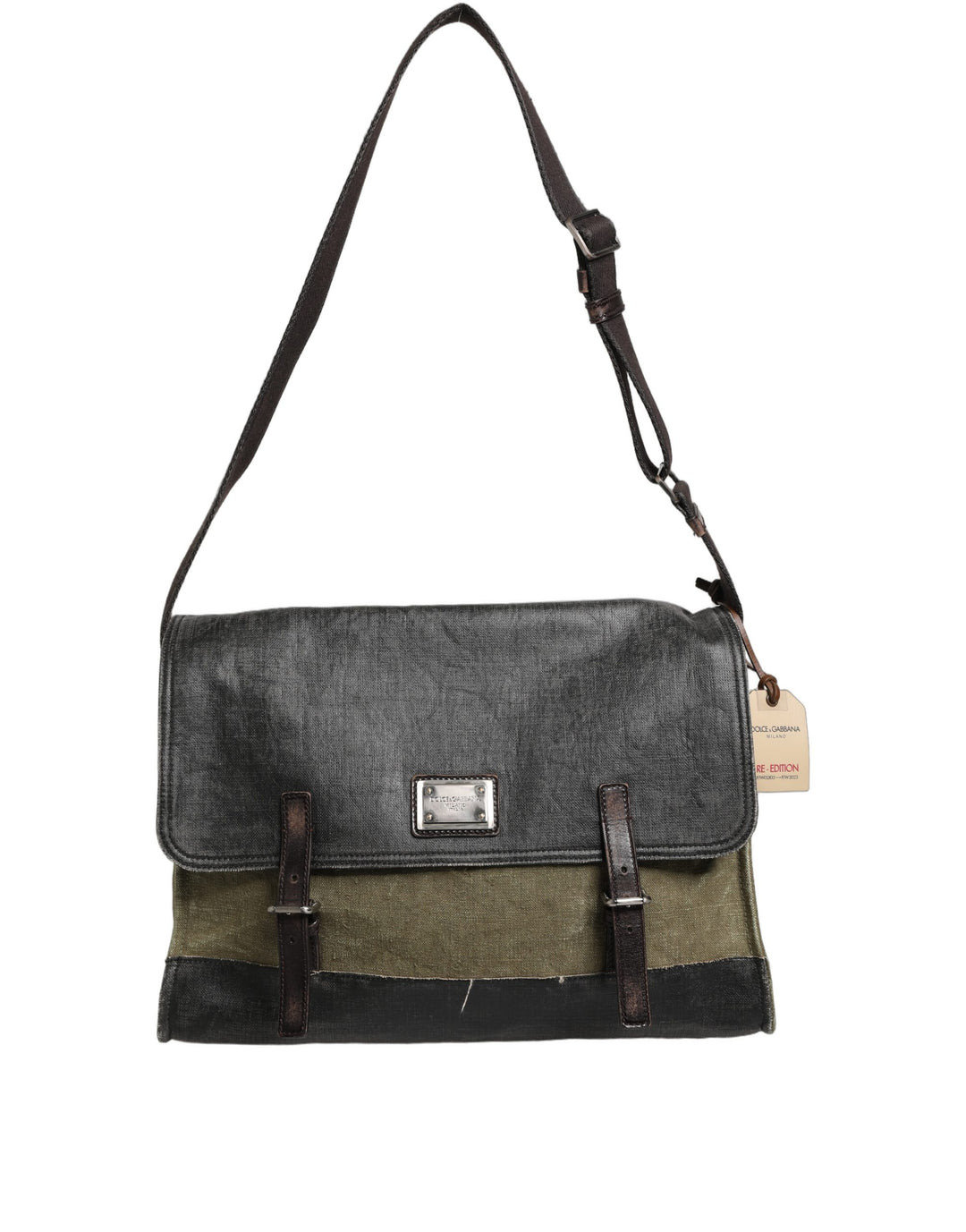 Dolce &amp; Gabbana Military Green Two Tone Messenger Shoulder Borse Men Bag