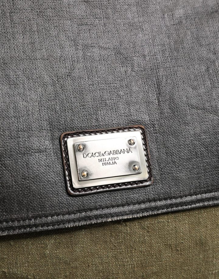 Dolce &amp; Gabbana Military Green Two Tone Messenger Shoulder Borse Men Bag