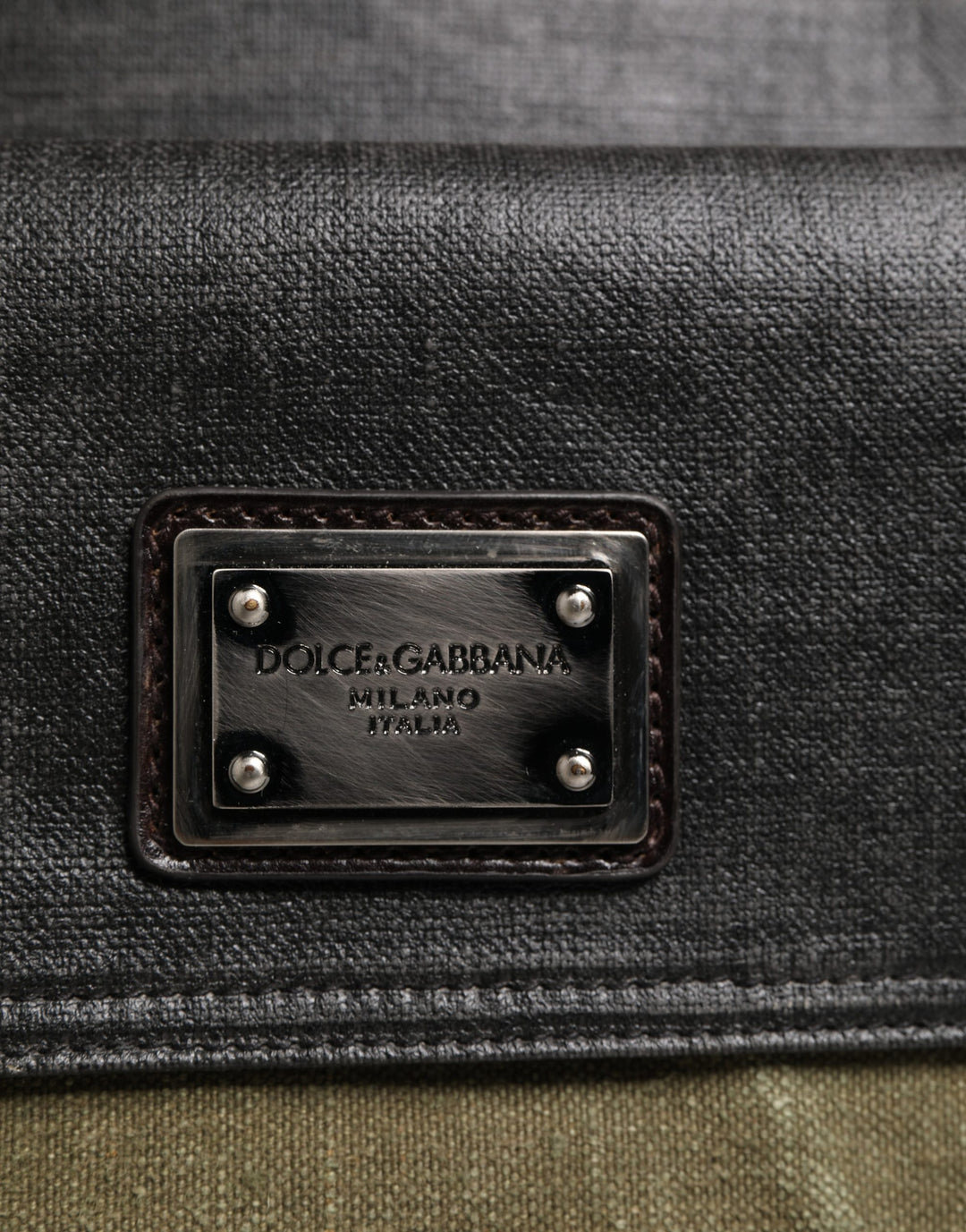Dolce &amp; Gabbana Military Green Two Tone Tote Duffel Shoulder Borse Bag