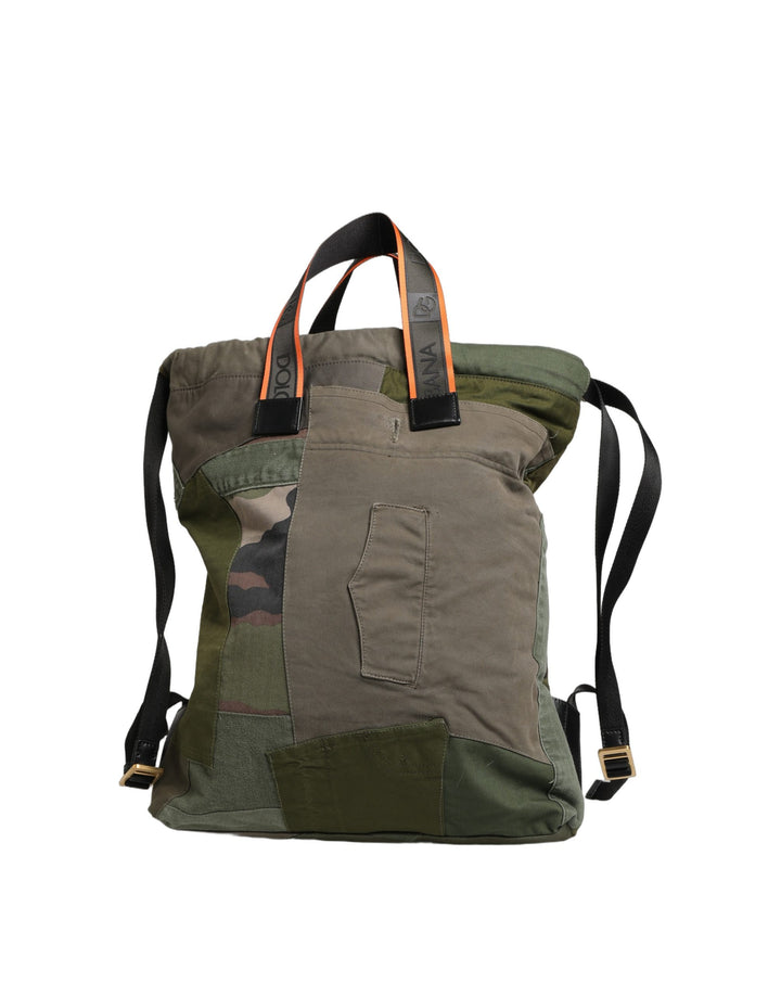 Dolce &amp; Gabbana Military Green Patchwork Rucksack Backpack Borse Men Bag