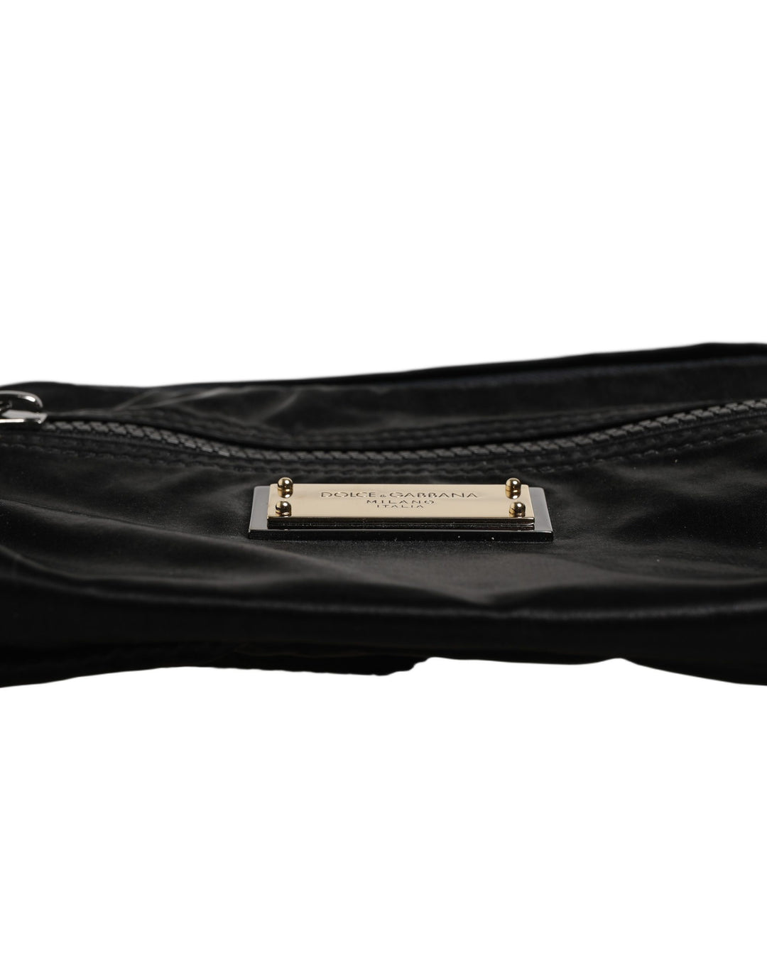 Dolce &amp; Gabbana Black Nylon Brass Plate Bumbag Waist Fanny Pack Men Bag