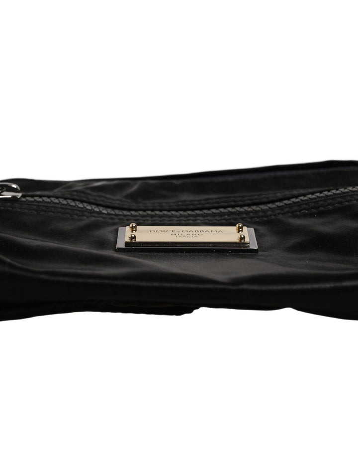 Dolce &amp; Gabbana Black Nylon Brass Plate Bumbag Waist Fanny Pack Men Bag