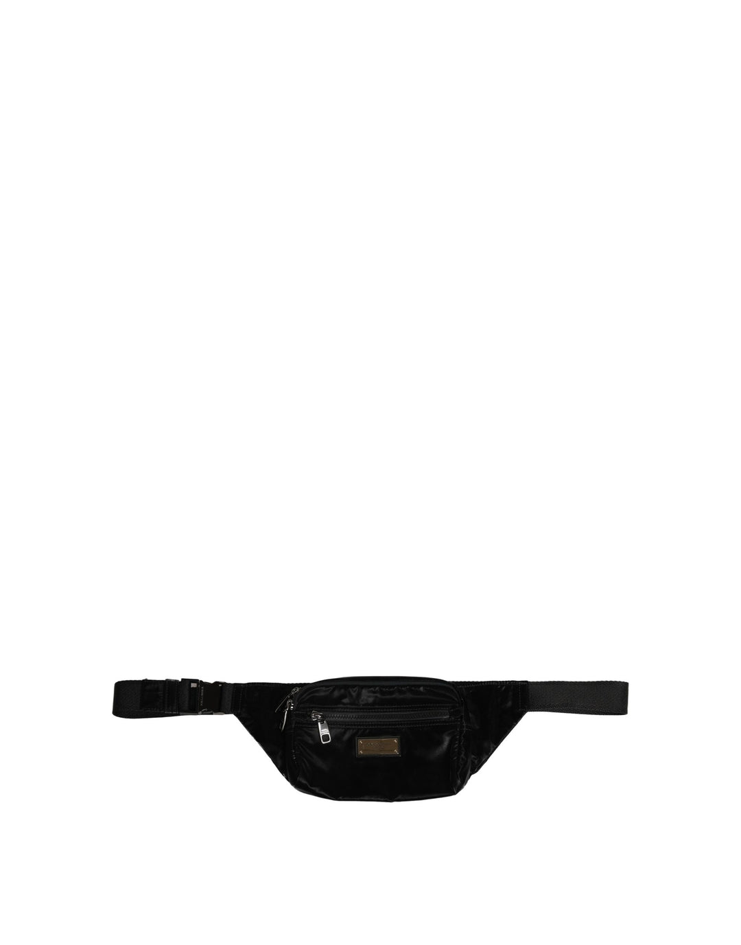 Dolce &amp; Gabbana Black Nylon Brass Plate Bumbag Waist Fanny Pack Men Bag