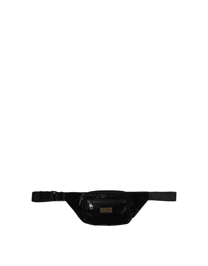 Dolce &amp; Gabbana Black Nylon Brass Plate Bumbag Waist Fanny Pack Men Bag