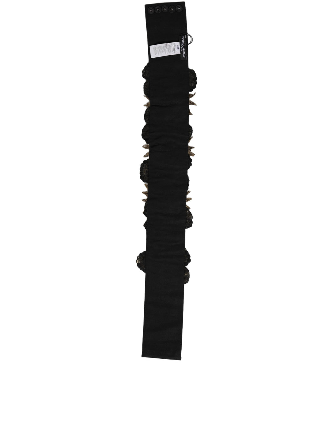 Dolce &amp; Gabbana Black Gold Tone Crystal Brass Flower Brooches Belt