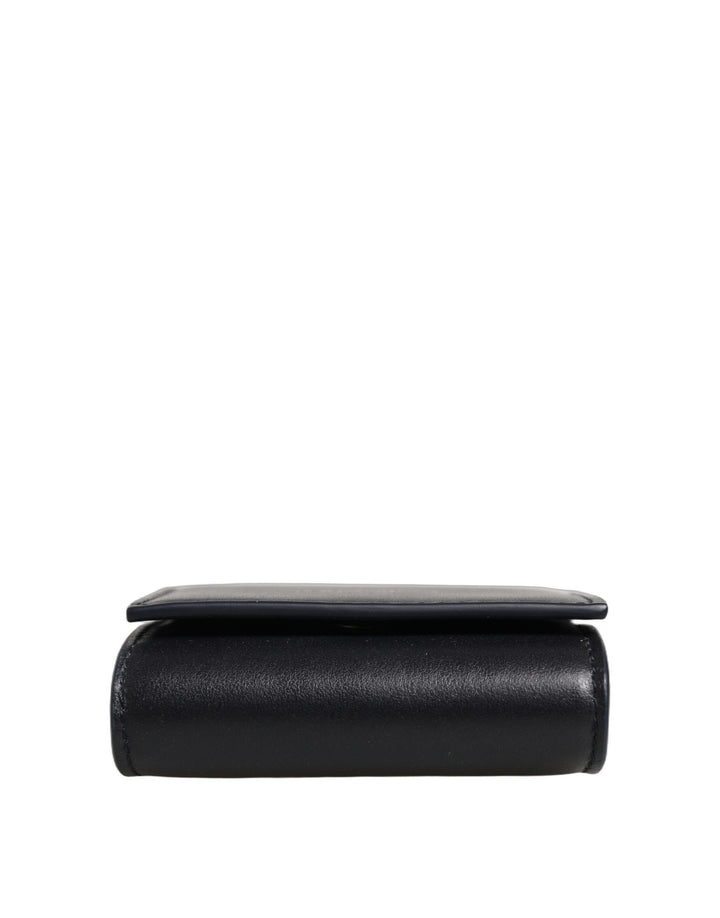Dolce &amp; Gabbana Black Calfskin Leather Logo Print Bifold CoinPurse Wallet