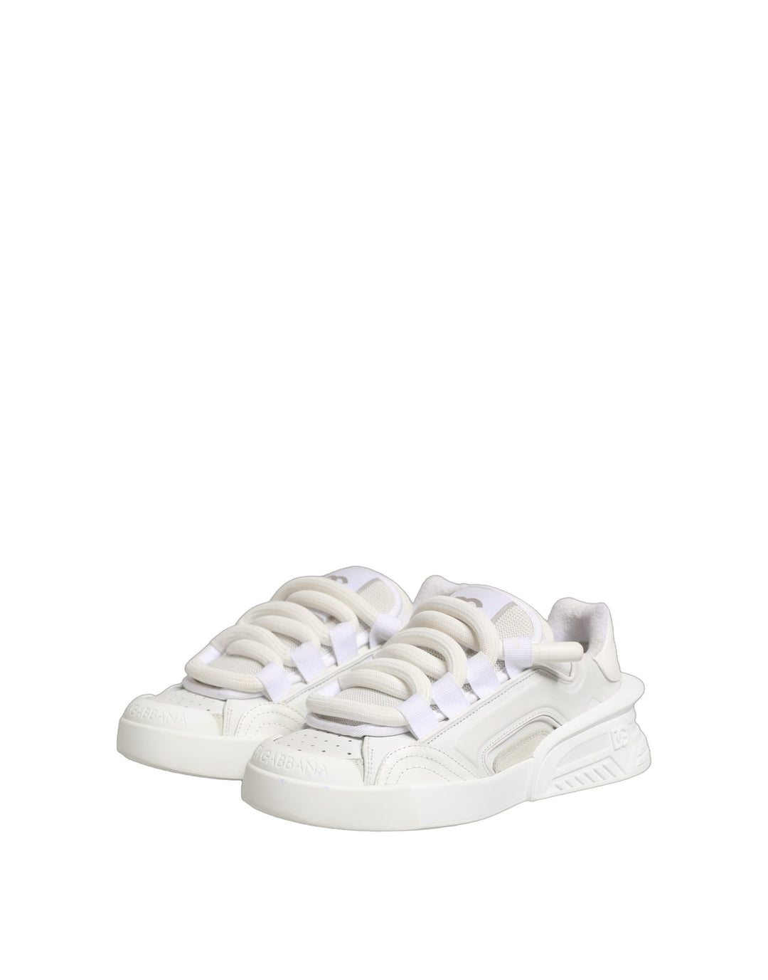 Dolce &amp; Gabbana White Calfskin Leather Low Top Sneakers Shoes