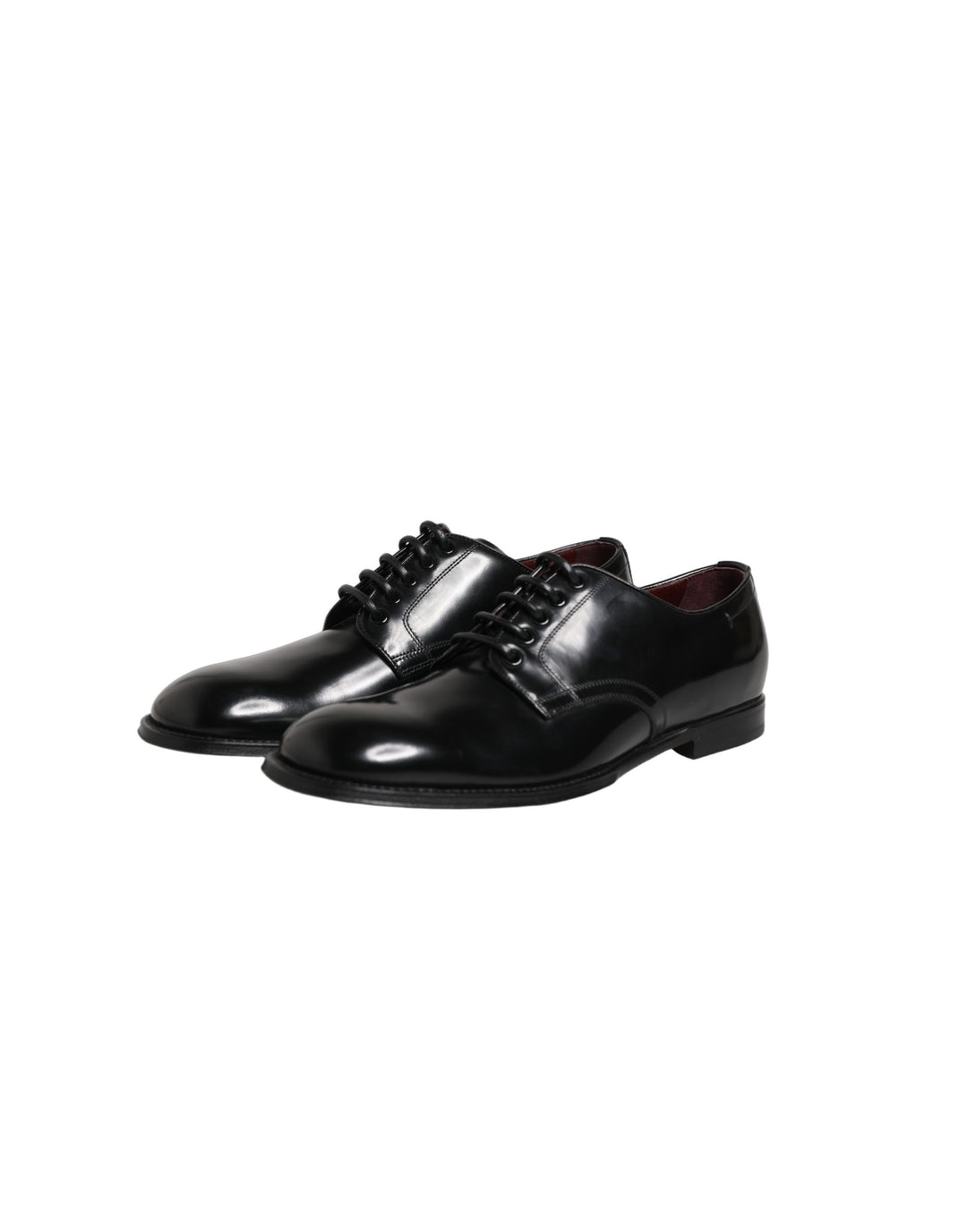 Dolce &amp; Gabbana Black Calfskin Leather Derby Men Dress Shoes