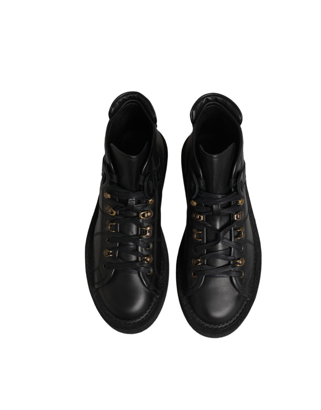 Dolce &amp; Gabbana Black Leather Lace Up Men Ankle Boots Shoes