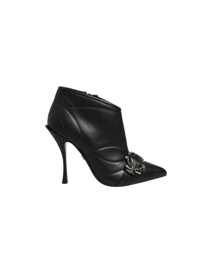 Dolce &amp; Gabbana Black Devotion Quilted Buckled Boots Shoes