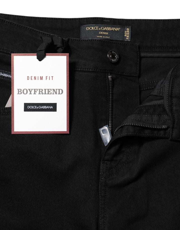 Dolce &amp; Gabbana Black Boyfriend Cotton Stretch Denim Jeans