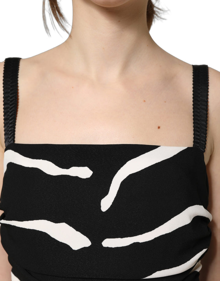 Dolce &amp; Gabbana Black White Zebra Cady Calf Length Dress