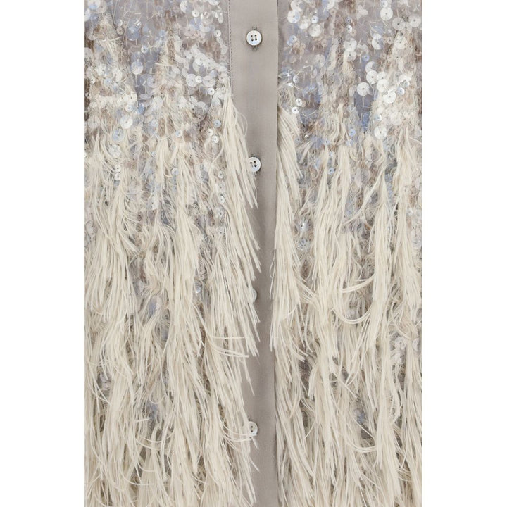 Brunello Cucinelli Beige Silk Shortsleeve Shirt