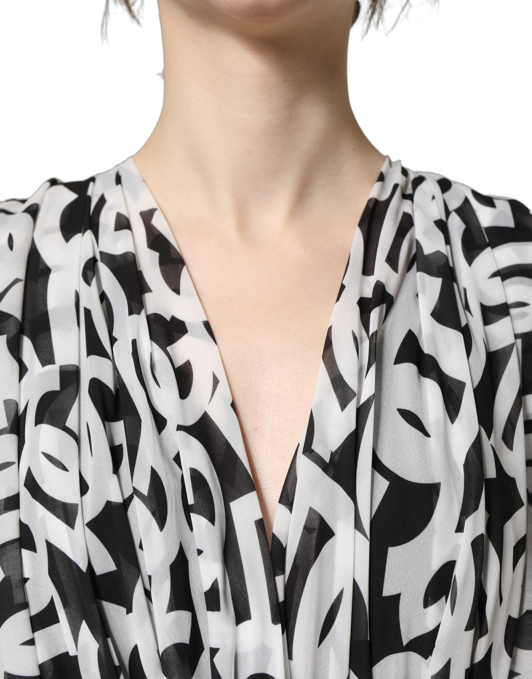 Dolce &amp; Gabbana Black White Logo Sleeveless Floor Length Maxi Dress