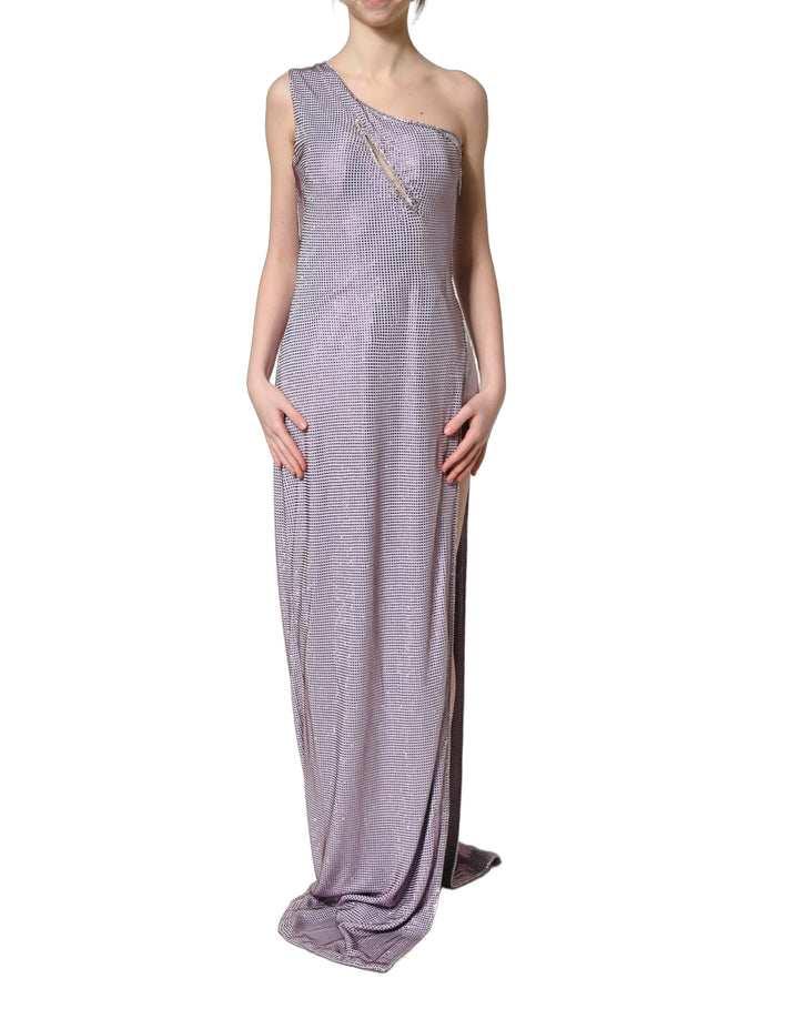 Dolce &amp; Gabbana Purple Crystal OneShoulder EveningGown Dress