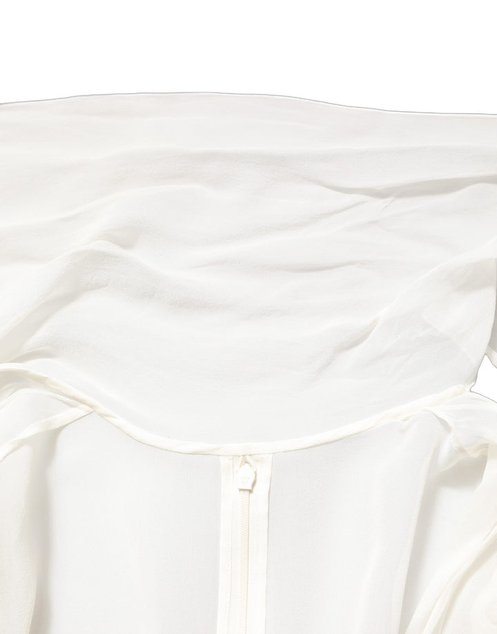 Dolce &amp; Gabbana White Silk Sheer Draped Long Gown Dress