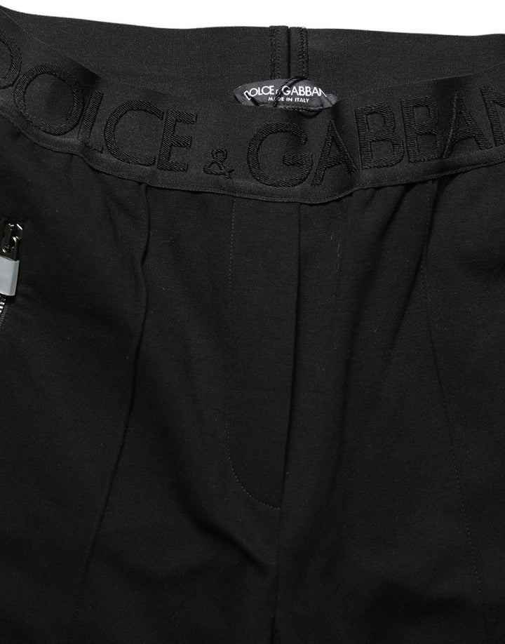 Dolce &amp; Gabbana Black Viscose Mid Waist Skinny Trouser Pants