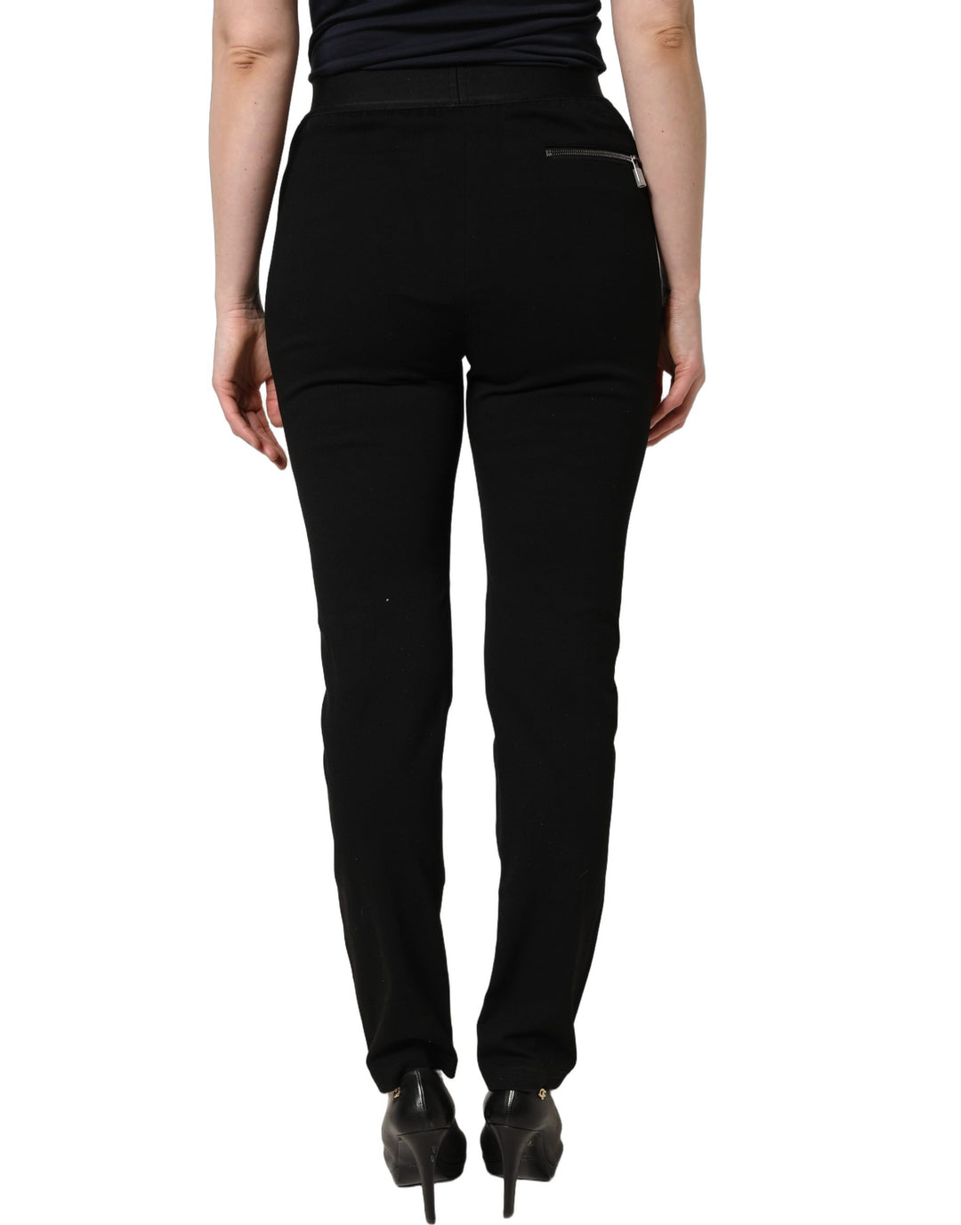 Dolce &amp; Gabbana Black Viscose Mid Waist Skinny Trouser Pants