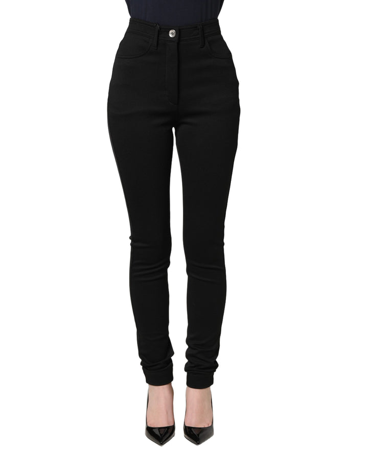 Dolce &amp; Gabbana Black Nylon Stretch Skinny High Waist Pants
