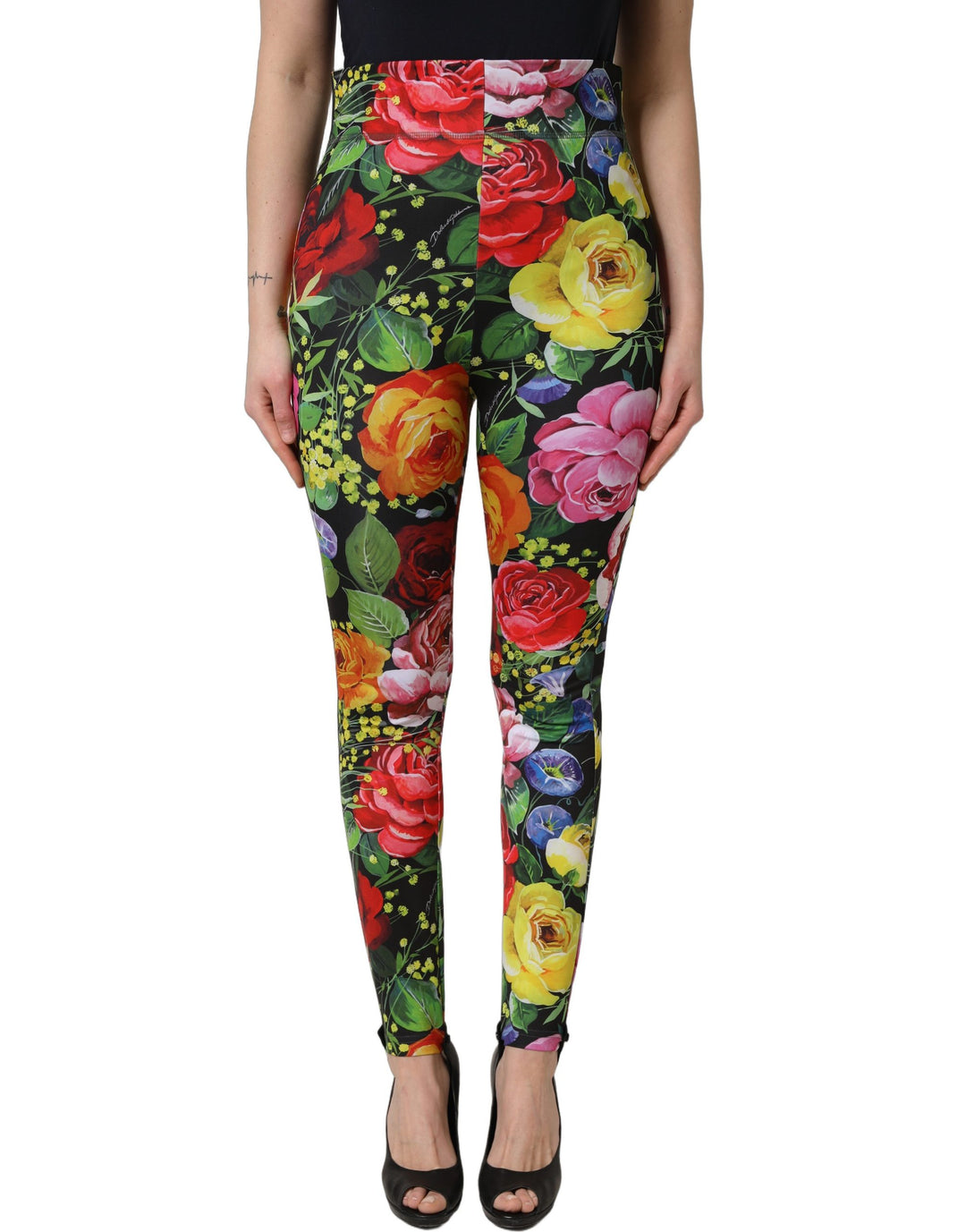 Dolce &amp; Gabbana Multicolor Floral Stretch Jersey Leggings Pants