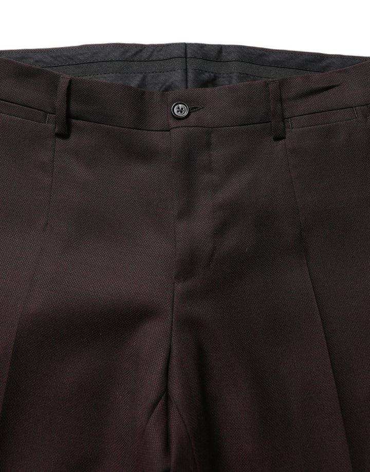 Dolce &amp; Gabbana Brown Straight Leg Dress Silk Trousers Pants