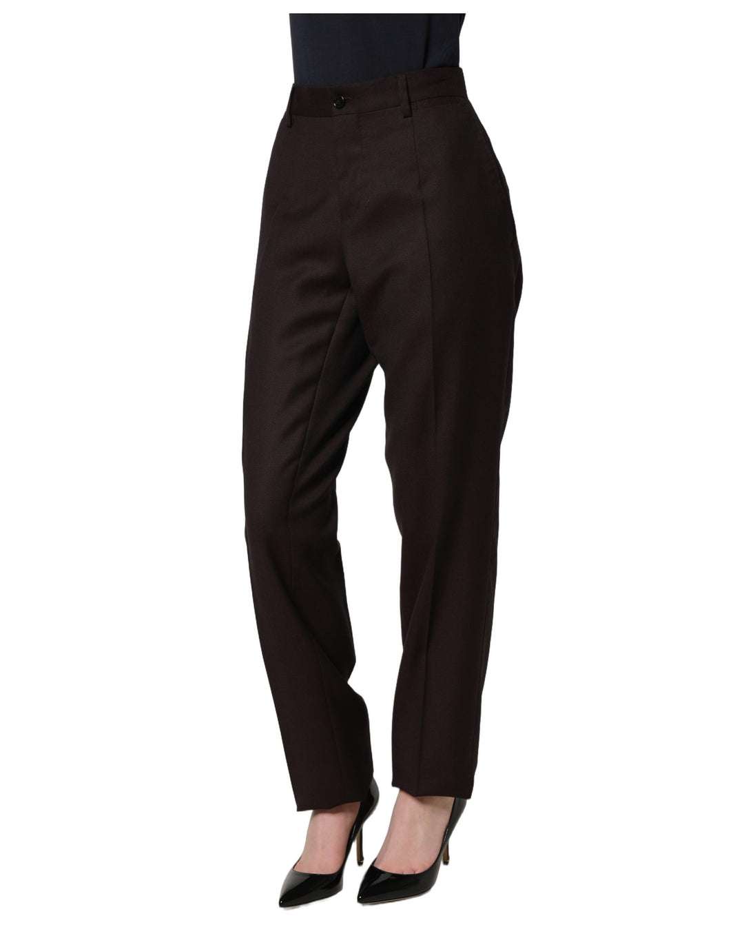 Dolce &amp; Gabbana Brown Straight Leg Dress Silk Trousers Pants