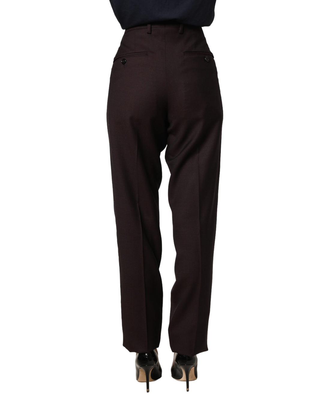 Dolce &amp; Gabbana Brown Straight Leg Dress Silk Trousers Pants