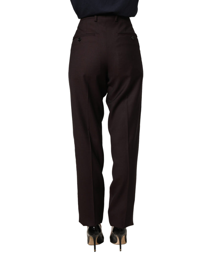 Dolce &amp; Gabbana Brown Straight Leg Dress Silk Trousers Pants