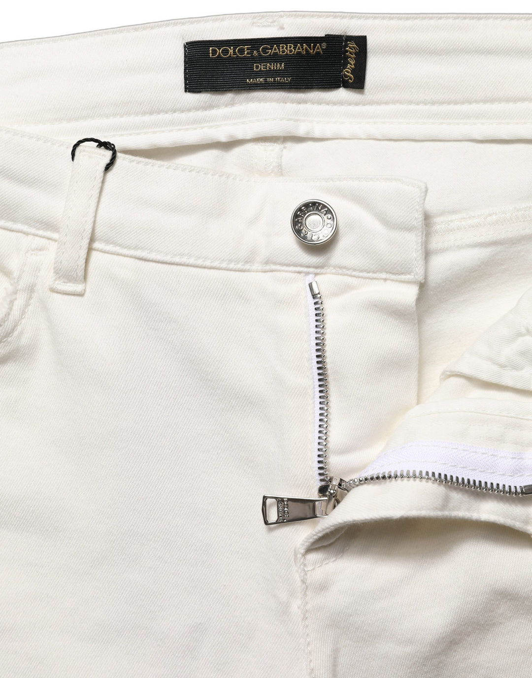 Dolce &amp; Gabbana White Tattered Skinny Cotton Denim Jeans
