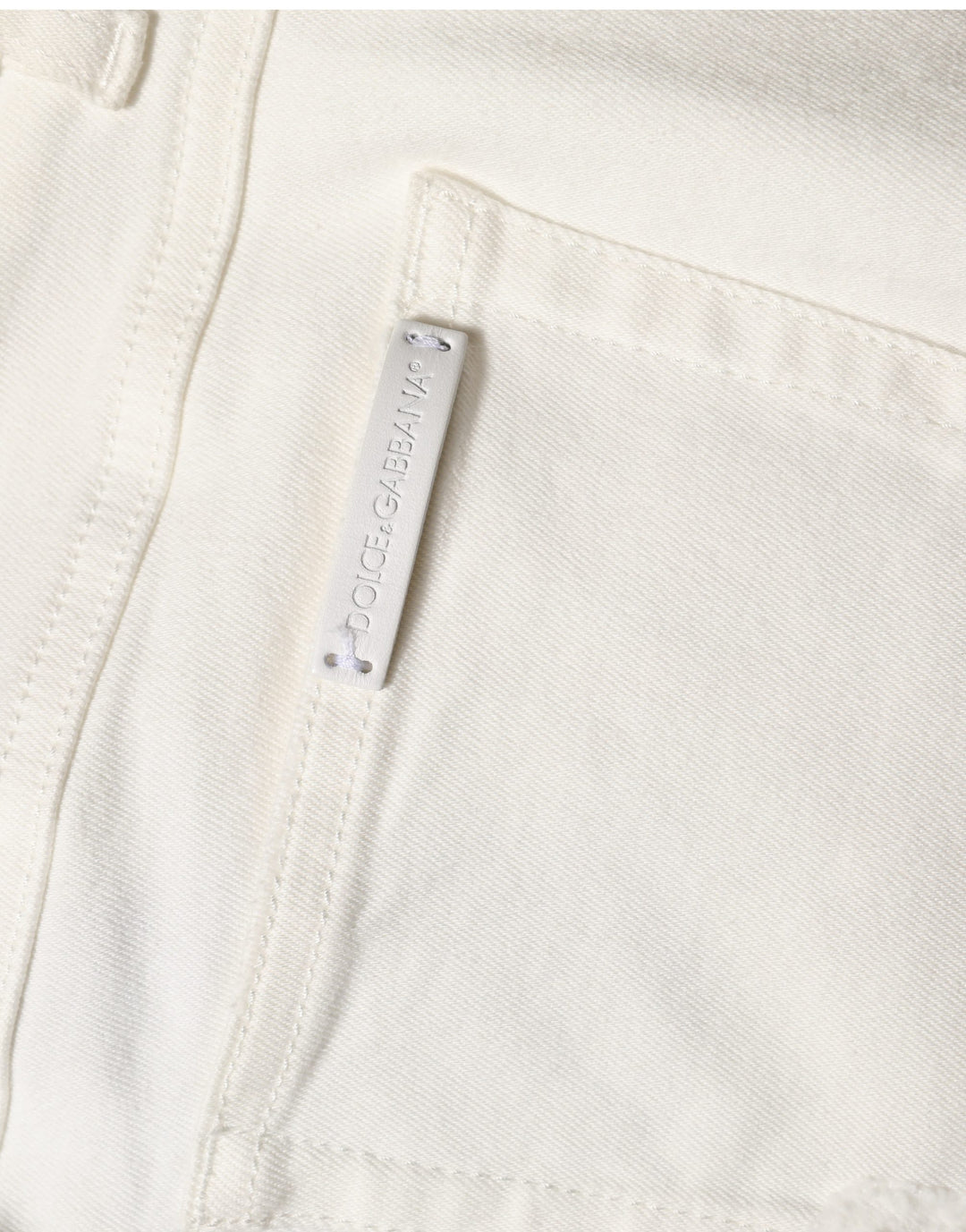 Dolce &amp; Gabbana White Tattered Skinny Cotton Denim Jeans