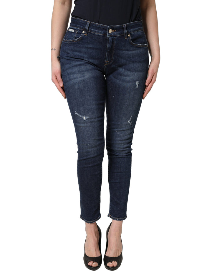 Dolce &amp; Gabbana Blue Distressed Skinny Cotton Denim Jeans
