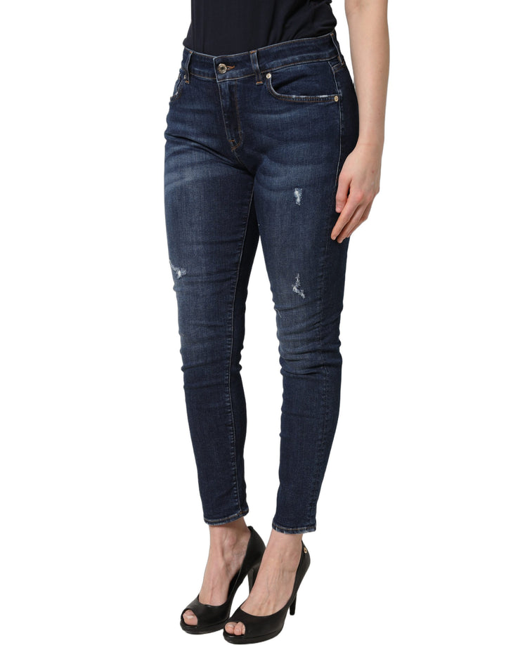 Dolce &amp; Gabbana Blue Distressed Skinny Cotton Denim Jeans
