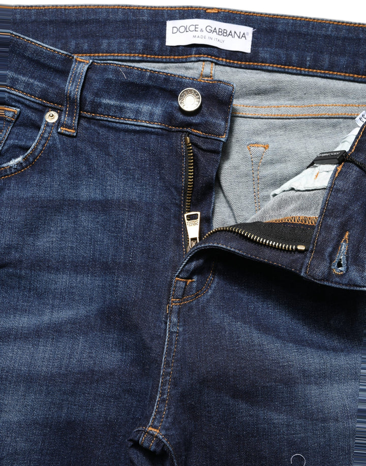 Dolce &amp; Gabbana Blue Distressed Skinny Cotton Denim Jeans