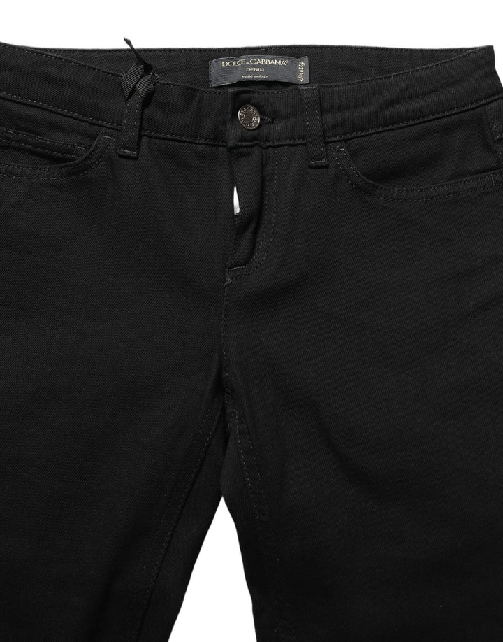 Dolce &amp; Gabbana Black Queen Embroidery PRETTY Denim Jeans