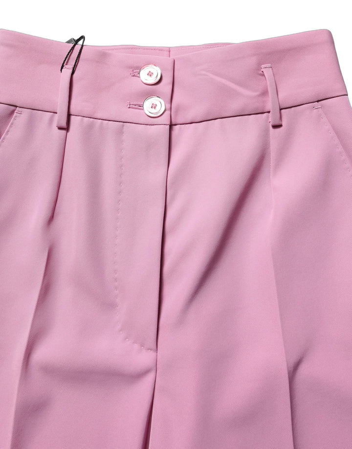 Dolce &amp; Gabbana Pink High Waisted Polyester Trouser Pants
