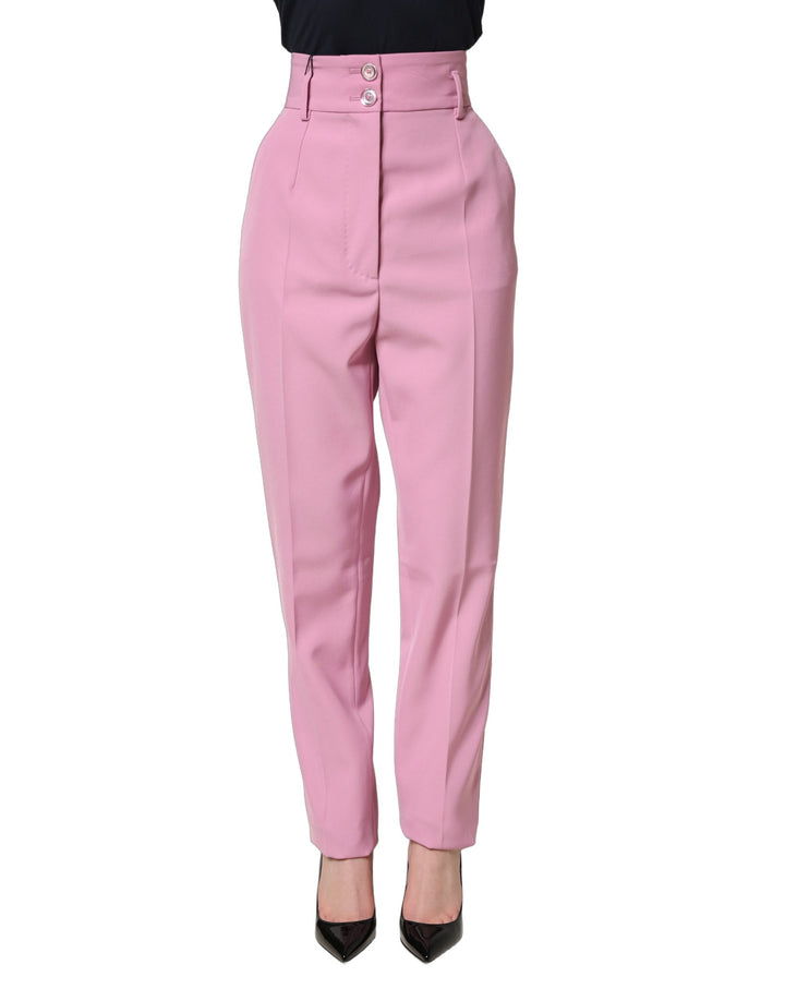 Dolce &amp; Gabbana Pink High Waisted Polyester Trouser Pants