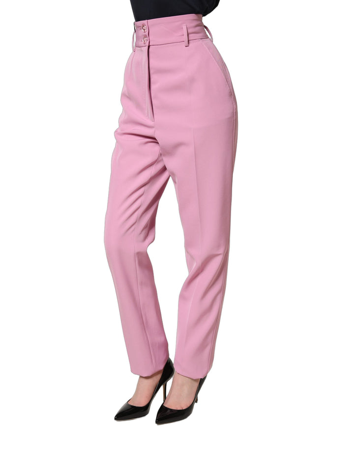 Dolce &amp; Gabbana Pink High Waisted Polyester Trouser Pants