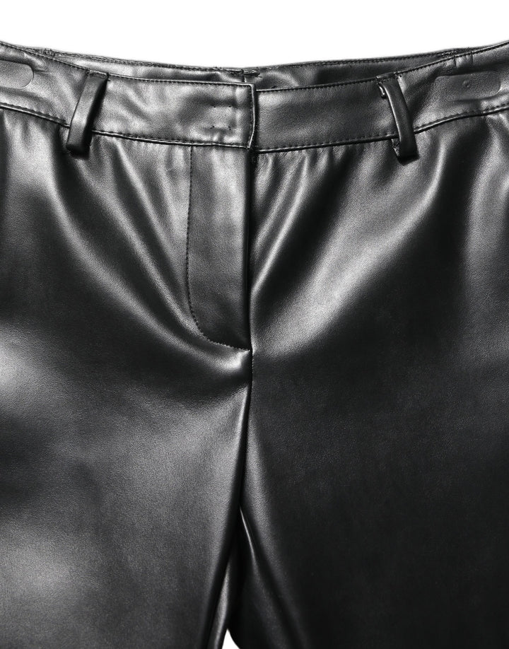 Dolce &amp; Gabbana Black PU Leather High Waisted Trouser Pants