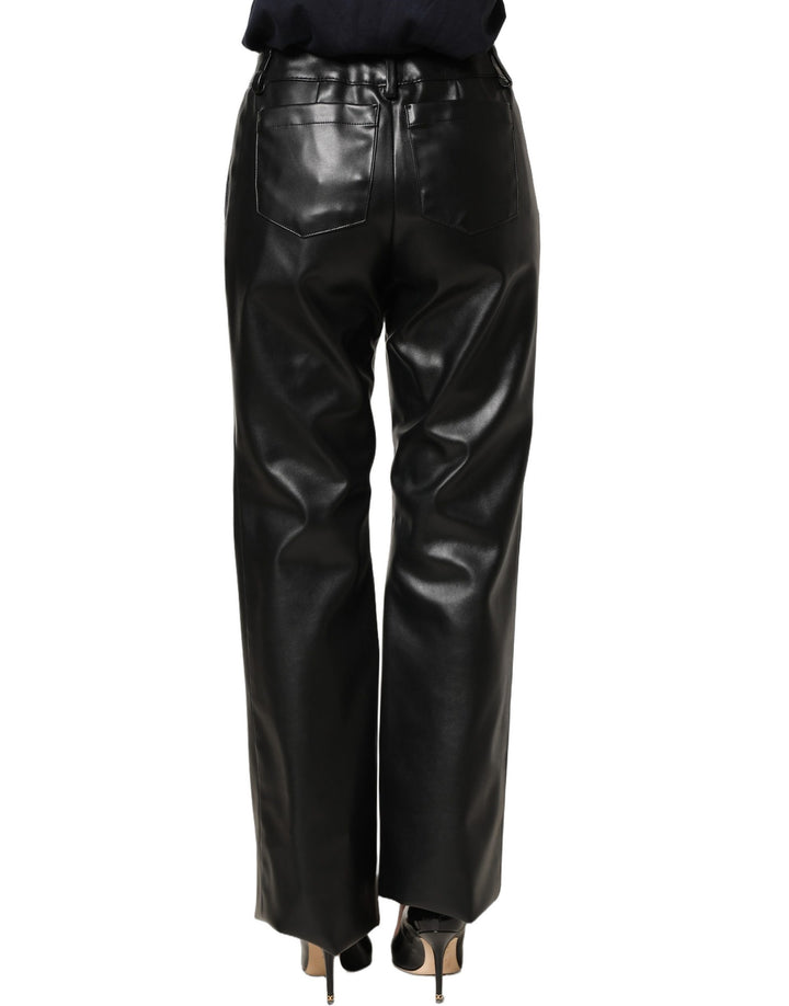 Dolce &amp; Gabbana Black PU Leather High Waisted Trouser Pants