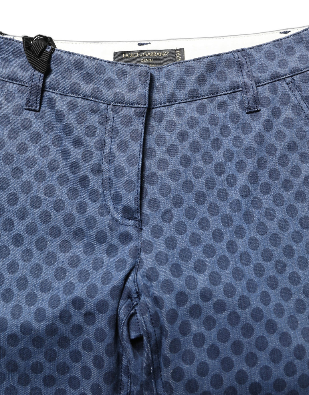 Dolce &amp; Gabbana Blue Polka Dotted Slim Fit Capri Denim Jeans