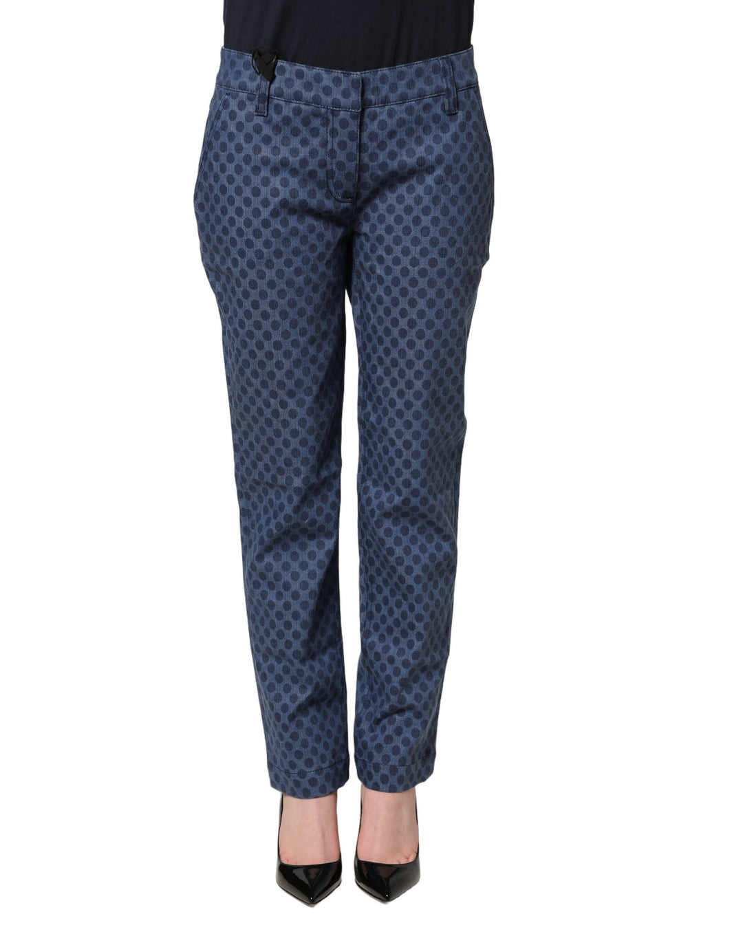 Dolce &amp; Gabbana Blue Polka Dotted Slim Fit Capri Denim Jeans