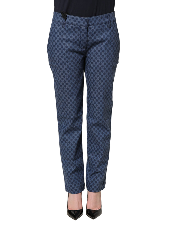 Dolce &amp; Gabbana Blue Polka Dotted Slim Fit Capri Denim Jeans