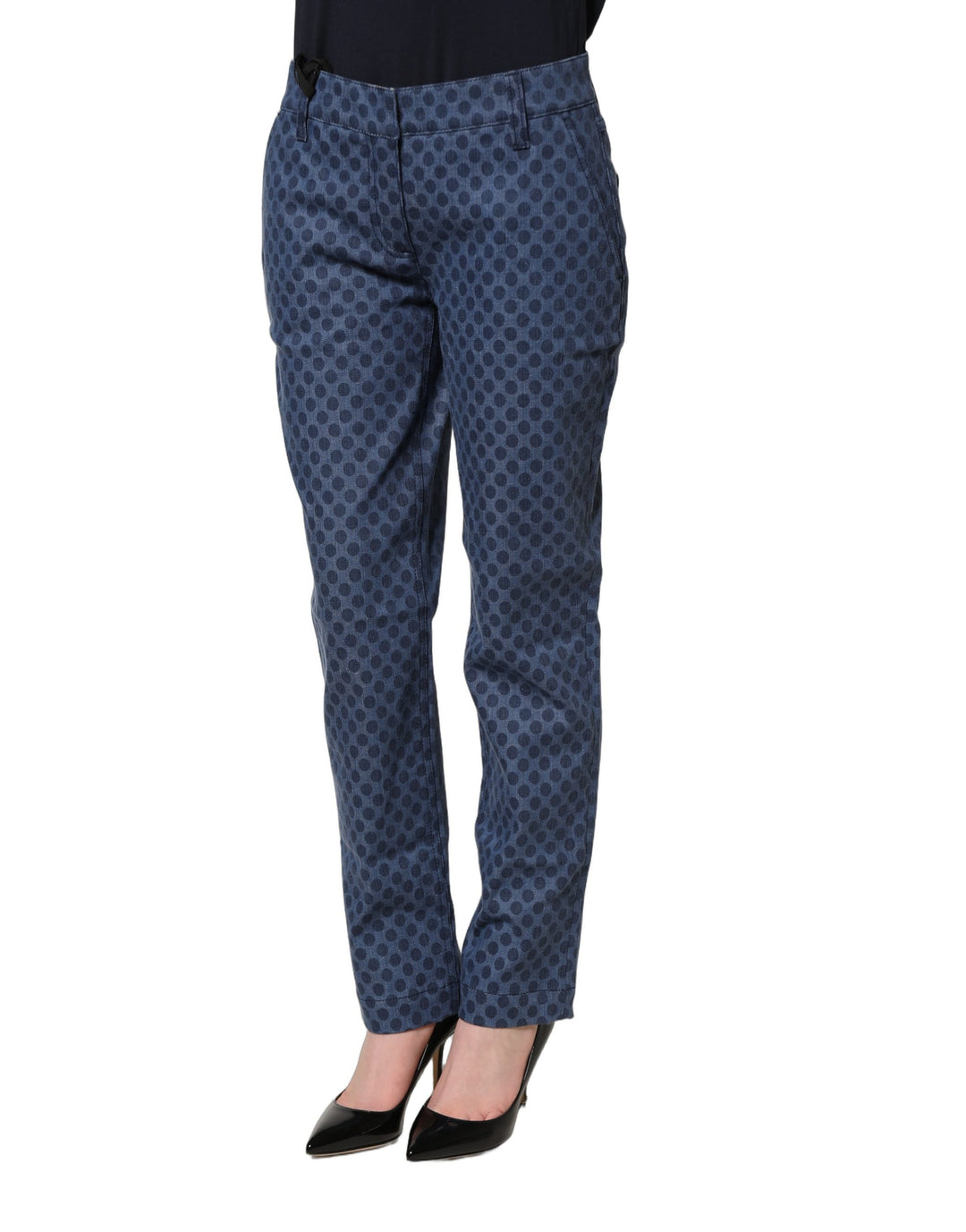 Dolce &amp; Gabbana Blue Polka Dotted Slim Fit Capri Denim Jeans