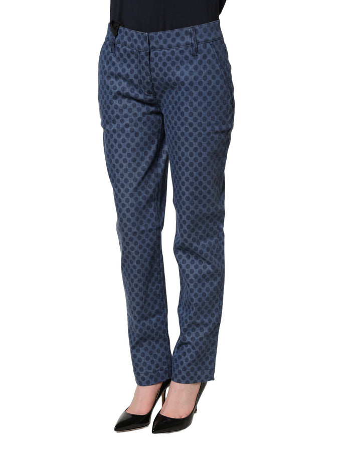 Dolce &amp; Gabbana Blue Polka Dotted Slim Fit Capri Denim Jeans
