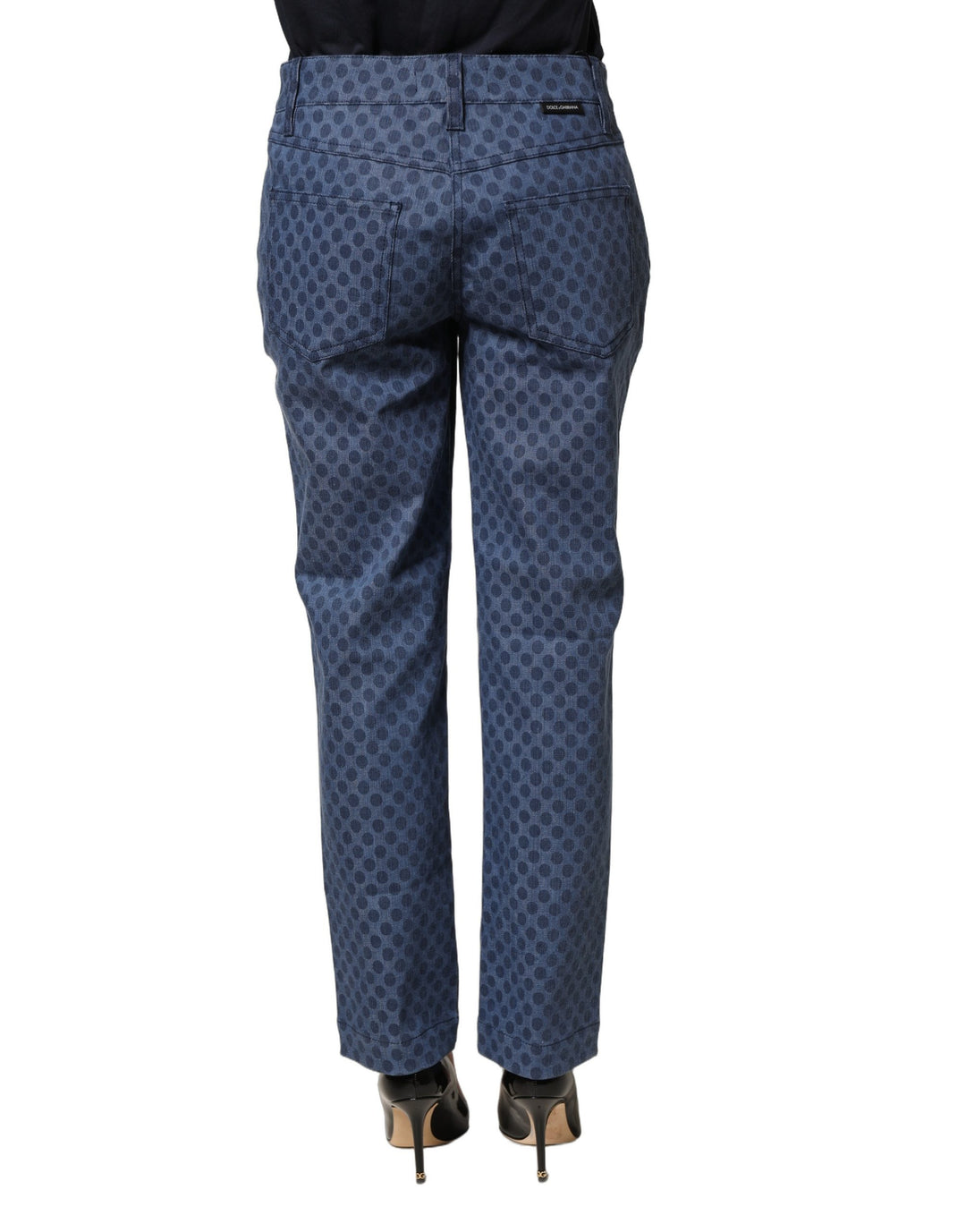 Dolce &amp; Gabbana Blue Polka Dotted Slim Fit Capri Denim Jeans