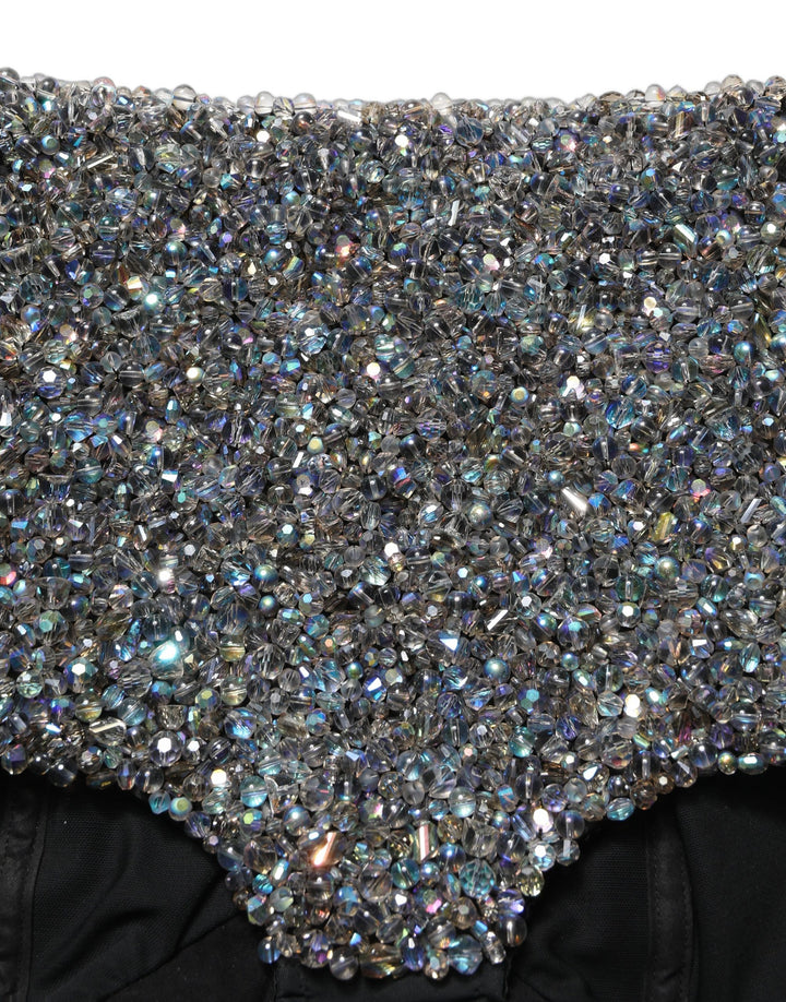 Dolce &amp; Gabbana Black Rhinestone High Waist Hotpants Shorts