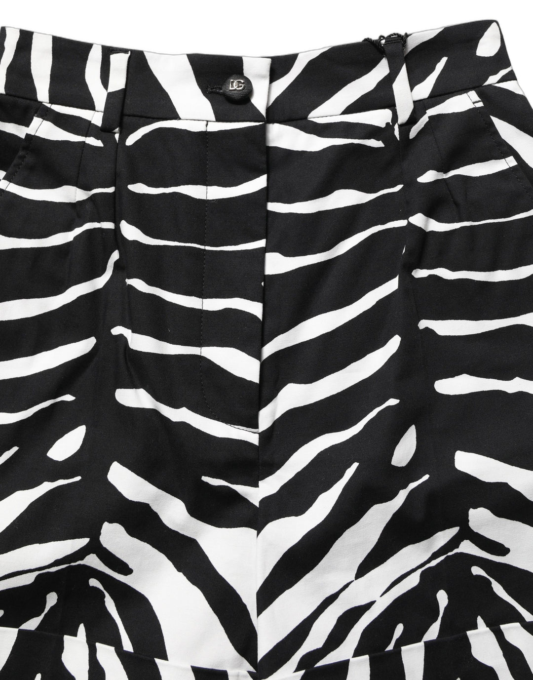 Dolce &amp; Gabbana Black White Zebra Print Cotton High Waist Shorts